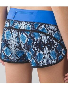 LULULEMON RUN SPEED SHORT ZIGGY SNAKE CASPIAN BLUE PIPE DREAM Sz 6